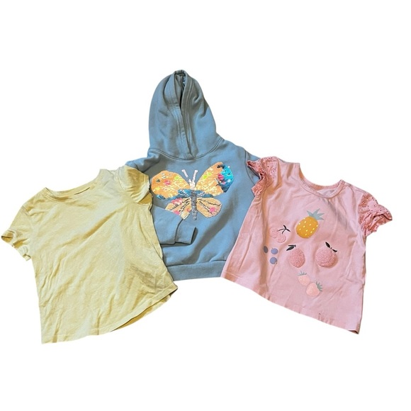 Girls 4T Clothing Bundle Old Navy, H&M, Pekkle Tops Hoodie Butterfly Fruit - Picture 1 of 12